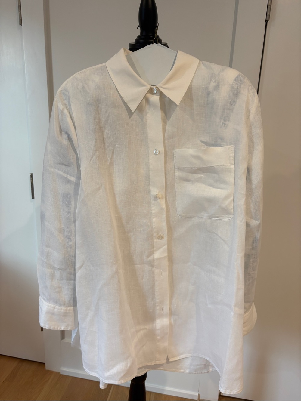Theory white linen women’s blouse relaxed large